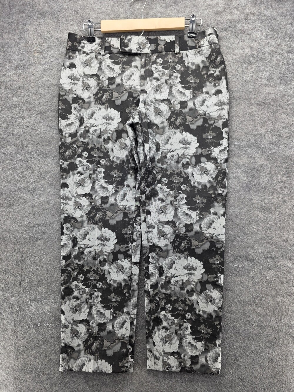 Banana Republic Pants Womens 4 Gray Floral Crop Mid Rise 32x26